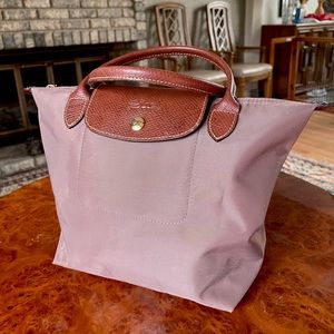 Longchamp Small Le Pliage Top Handle Nylon Bag (Light Brown)